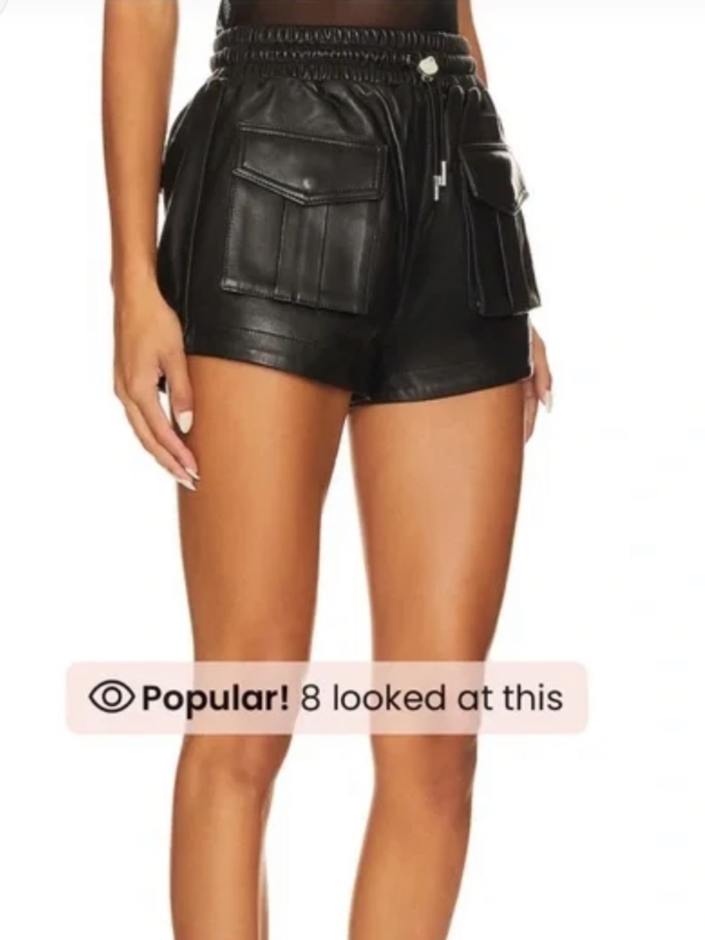 NBD camila revolve black leather cargo shorts with elastic waistband